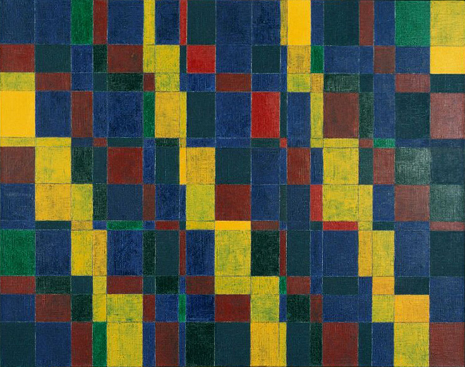 Les quatre "Variations saisonnières" sont les 1er tableaux des peintures sérielles basées sur les termes de la suite de Fibonacci, comme une règle d'art concret, chacun peint avec les mêmes quatre couleurs dans un ordre différent. "Variation hivernale", tableau de la série "Les quatre saisons", est peint en vert, bleu, rouge et jaune.