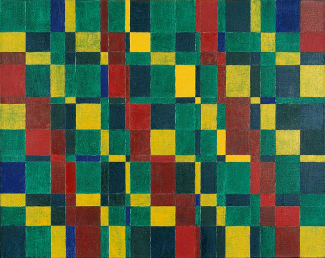 Les quatre "Variations saisonnières" sont les 1er tableaux des peintures sérielles basées sur les termes de la suite de Fibonacci, comme une règle d'art concret, chacun peint avec les mêmes quatre couleurs dans un ordre différent. "Variation printanière", tableau de la série "Les quatre saisons", est peint en bleu, vert, jaune et rouge.